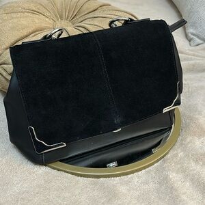 Topshop Black Faux‎ Leather Y2K Shoulder Bag Minimalist Baguette Purse Luxury